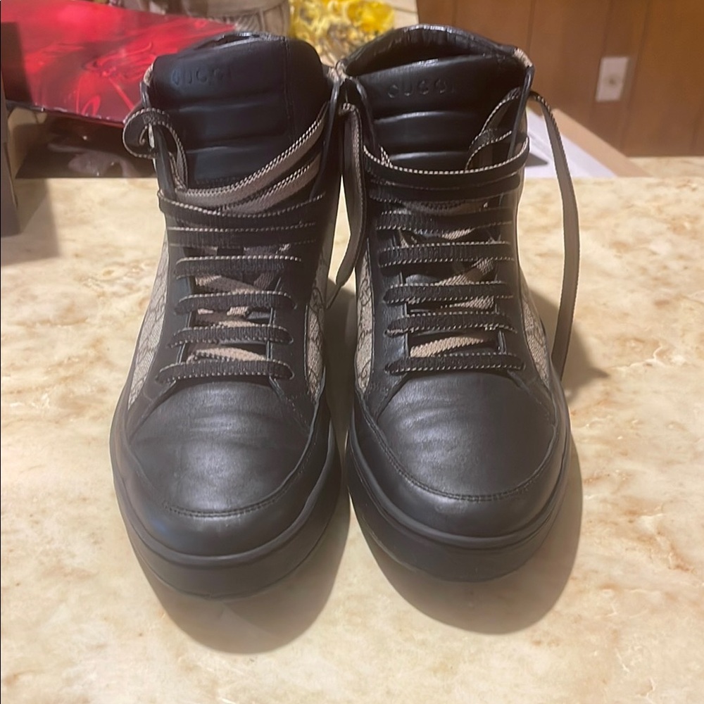 Gucci Black and Gray Men's High-Top Sneakers